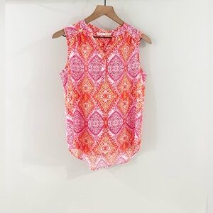 Violet & Claire Sleeveless Colorful Blouse Pink & Orange Size Small